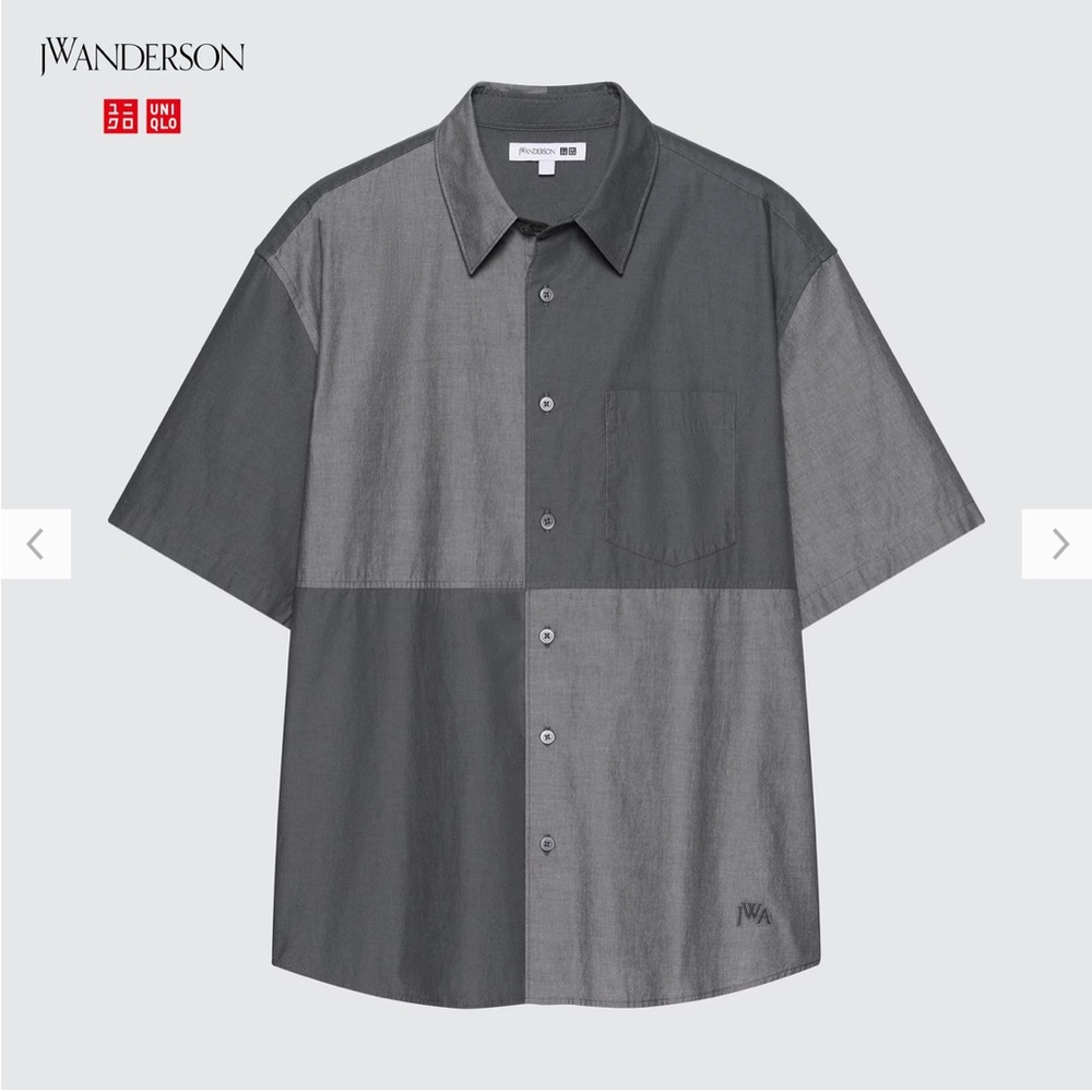 UNIQLO chambray oversized shirt-sleeve color block shirt